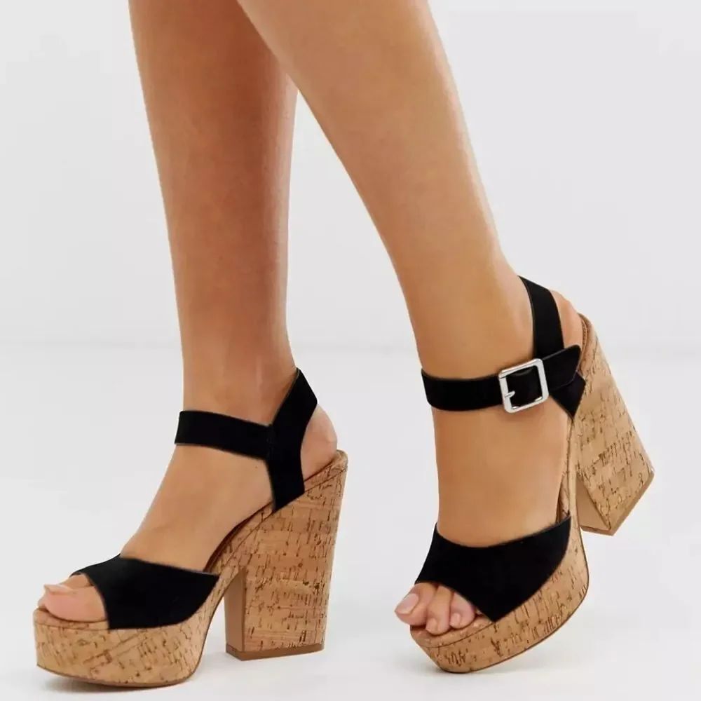 MADDEN GIRL CARRY BLOCK SUEDE CORK PLASFORM HEEL SANDAL G1
